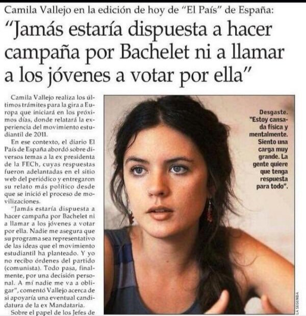 --Vallejo :"¿Qué pretenden los republicanos al no apoyar a la ex presidenta bachelet a la ONU?

<a href="/camila_vallejo/">Camila Vallejo Dowling</a>