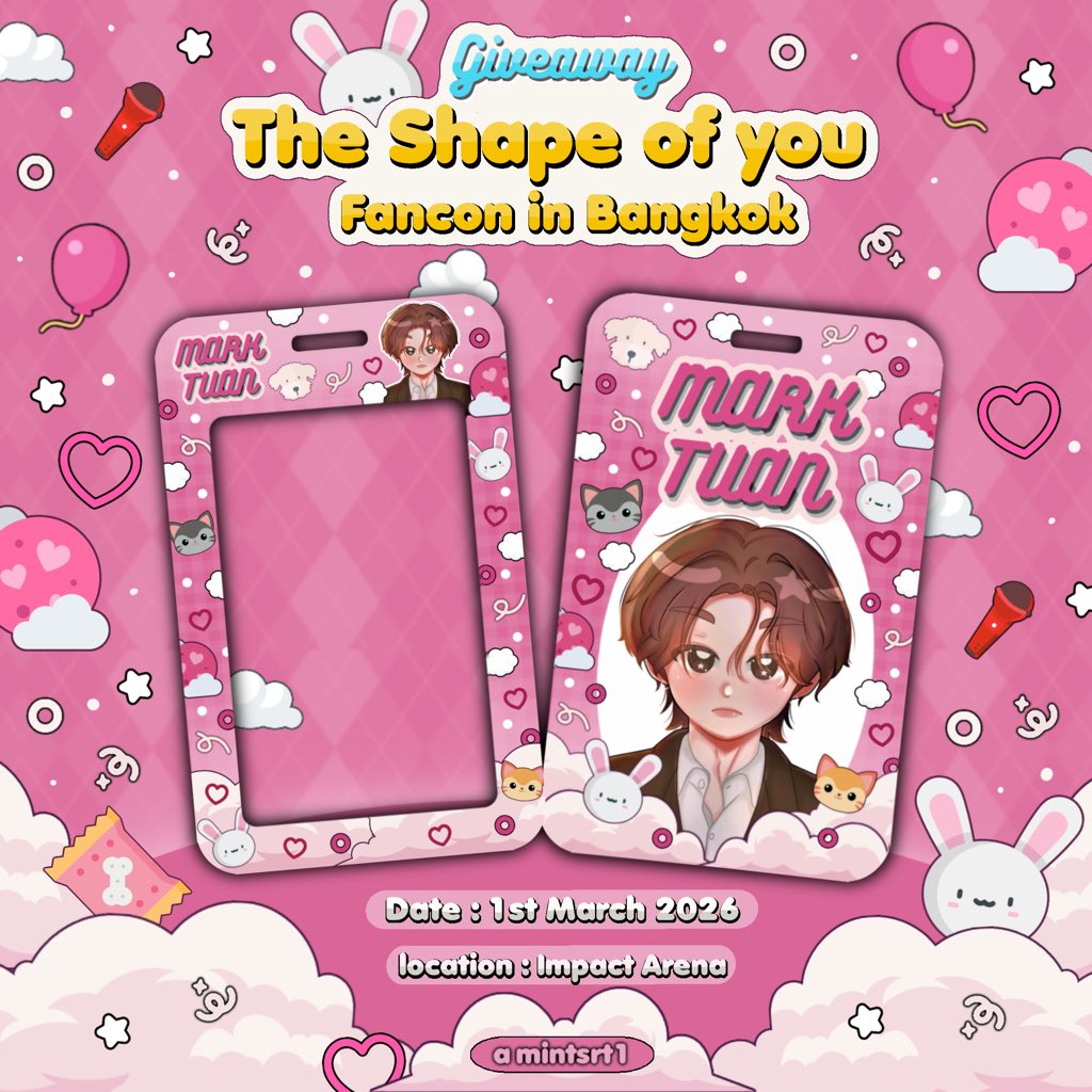 mintsrt1's tweet image. ꔛ𓈒*Pls rt 🐰😻

Giveaway Fancon MarkTuan
The Shape of you

💖 Cardholder  50 ea 

Date 🗓️ : 1st March 2026
Location📍: IMPACT ARENA
Time ⏰: tba 

#MarkTuanFanconBKK2026 
#TheShapeofYou_BKK 
#MarkTuan
#silhouette