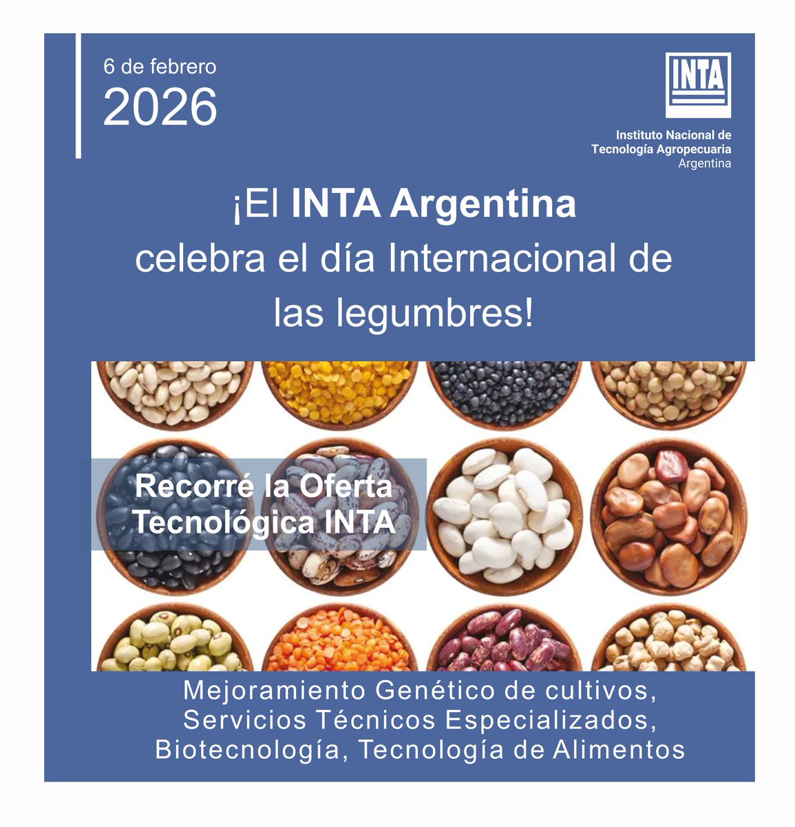 En este día internacional, los invitamos a recorrer el portfolio de las Tecnologías INTA  como el desarrollo de variedades con un potencial nutritivo y tolerante a estrés térmico. argentina.gob.ar/inta/tecnologi…