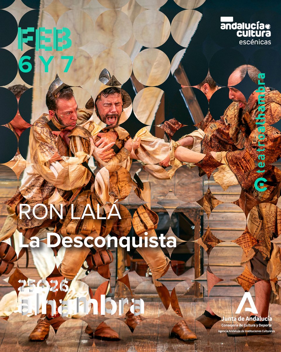 CulturaCuenta's tweet photo. La desconquista, de Ron Lalá en el Teatro Alhambra de #Granada
Una comedia burlesca, cómica y musical, basada en
las crónicas del Descubrimiento.
📌 6 y 7 FEB, 20h
🎟️ https://t.co/wF97oXn2YB
#VenAlAlhambra
@CulturaAND @JuntaGranada @granadaocio @LaRed_deTeatros @Mas_Escena https://t.co/Zhnt8az57B
