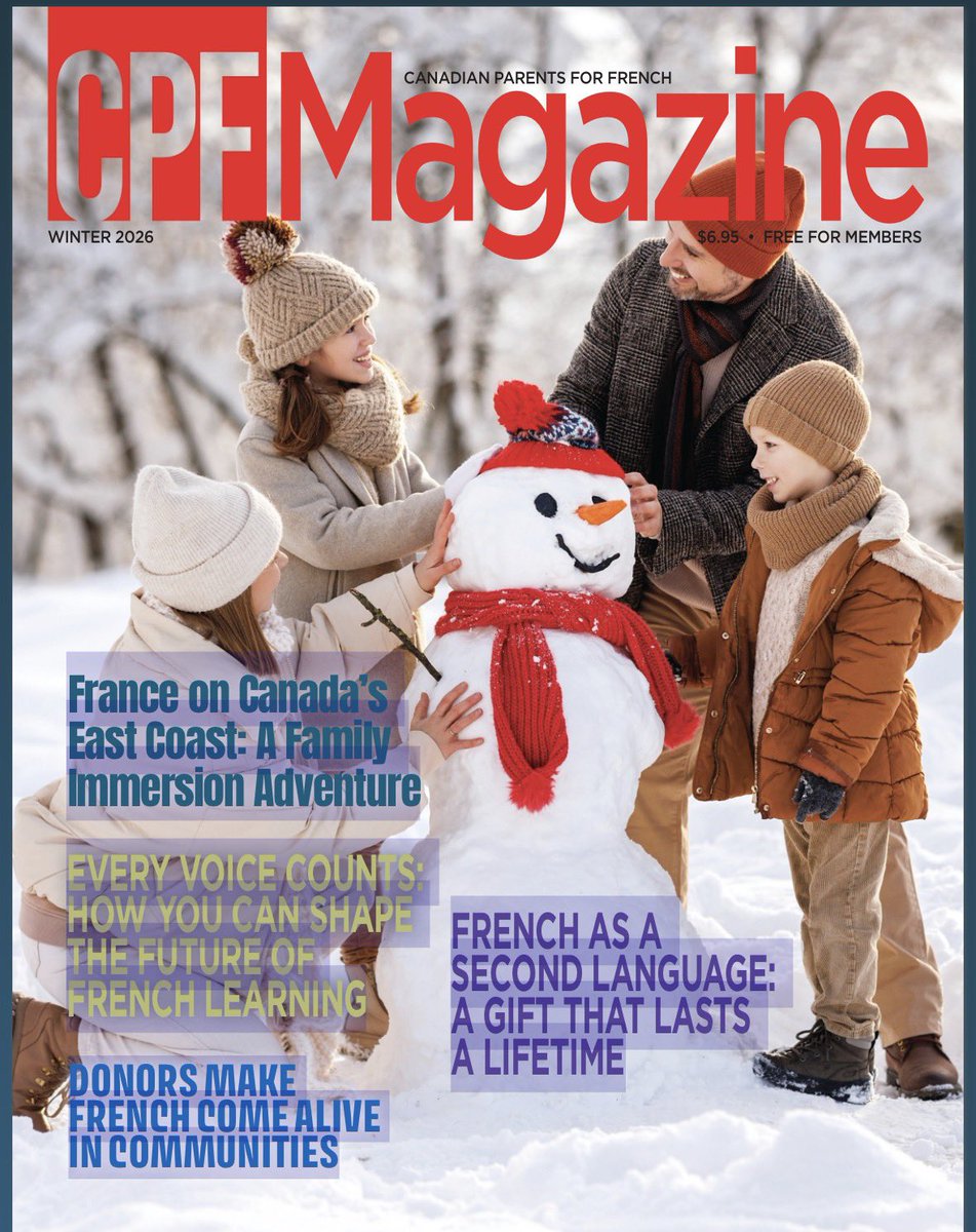 FIEdConsulting's tweet photo. Concerned about how to help your French immersion child if you don’t speak French? Nicole Thibault’s article on pp.12-13 of CPF Magazine reassures families &amp; suggests ways to support your child’s French language journey. Join CPF to access the article. Membership is FREE! https://t.co/akv2S40luo
