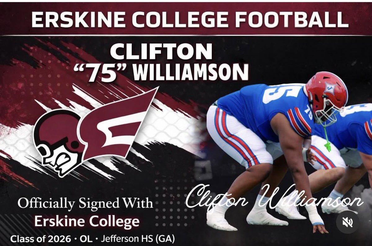 JeffersonFootba's tweet photo. Huge Congrats to Clifton Williamson on his commitment to Erskine College!!   The Fleet are getting a great student, player, leader and human being!!

#JeffersonMade 💪🏽 💨 📚 ✏️ https://t.co/NCX8vyySop