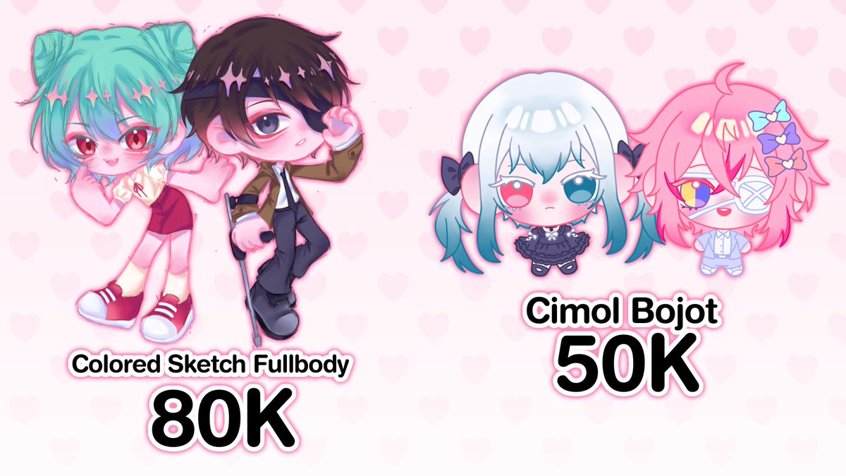 trapploa's tweet photo. ♡ RT's Appreciated ♡

Hello! I'm opening a chibi commission, unlimited slots but please ask me first 🫰(Price in IDR) 

If u interested please read TnC below and contact me, thx 🩷
#opencommissions #ArtCommission https://t.co/vL0Si7pVQk