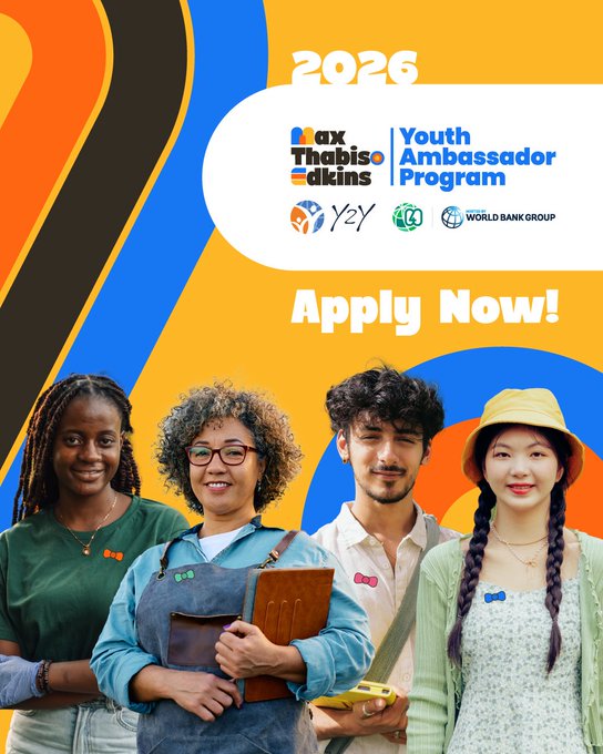 WBG_ClimateEnv's tweet photo. Applications are now open for the Max Thabiso Edkins Youth Ambassador Program, a partnership of @Connect4Climate &amp; @‌worldbankgroup's @y2ywbg community.
Learn more and apply: 
https://t.co/041hGQ6Lou https://t.co/59U8AunlLf