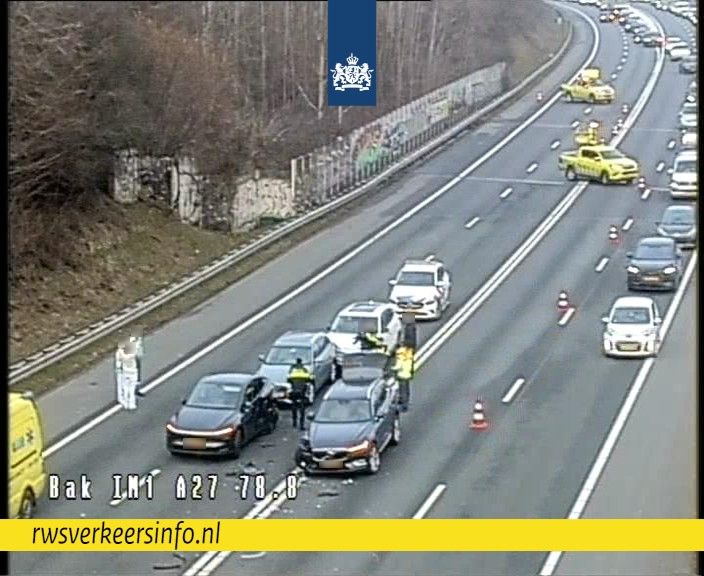 Ongeval op de A27 tussen knp. Rijnsweerd en knp. Lunetten