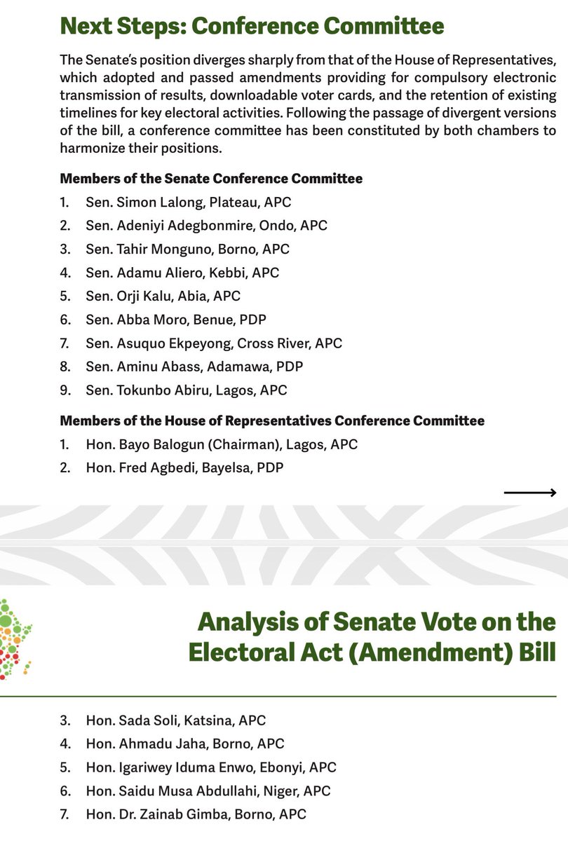 Fellow Nigerians, behold the members of the conference committee constituted by the leadership of the <a href="/NGRSenate/">The Nigerian Senate</a> and <a href="/HouseNGR/">Nigeria House of Representatives</a> These legislators will harmonize the differences in the electoral bills passed by both chambers. All Nigerians demand is compulsory real time electronic