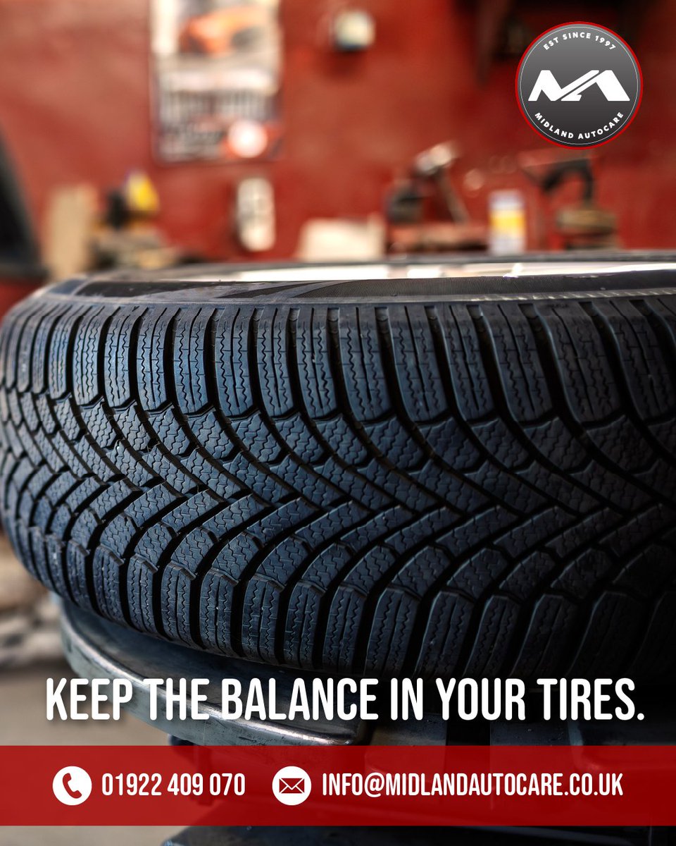 MidlandAutocare's tweet photo. Balanced tyres make a real difference. They help improve steering, reduce uneven tyre wear, and keep your drive safe. 

At Midland Autocare, we make sure your tyres are properly balanced every time.

#MidlandAutocare #TyreCare #TyreBalancing #CarSafety #SmoothDrive #WestMidlands https://t.co/R6WiB9b3rX