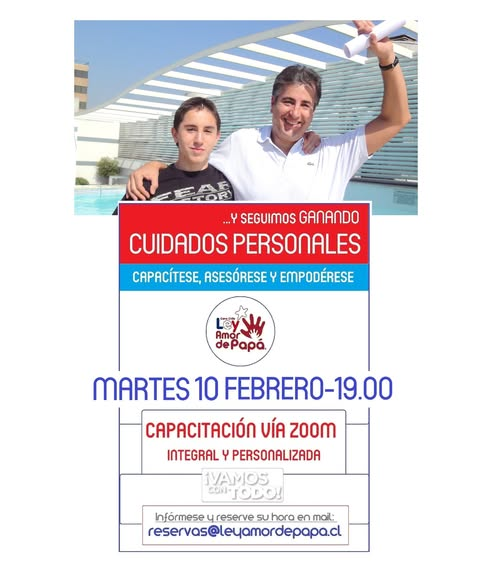 OBTENER EL CUIDADO PERSONAL DE NUESTROS HIJOS ES UNO DE NUESTROS PRINCIPALES OBJETIVOS y UNA DE NUESTRAS MAYORES SATISFACCIONES ¡VAMOS CON TODO! #18años GRACIAS A NUESTRA #LEYAMORDEPAPÁ

+INFO: reservas@leyamordepapa.cl y/o envíenos su MENSAJE de TEXTO al WhatsApp +56 9 51387537