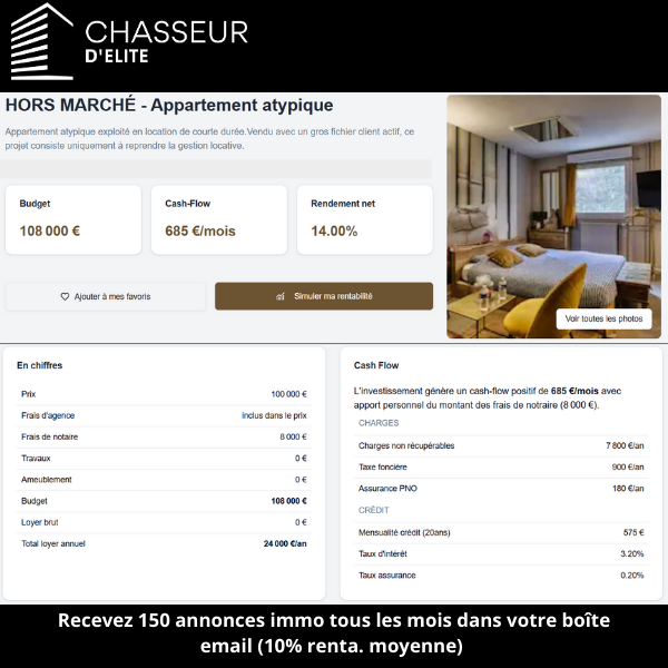 1 jour / 1 annonce Chasseur d'Élite :  Le bien hors marché de la semaine !    Voici un aperçu d'une annonce immobilière dénichée par nos chasseurs et disponible sur notre plateforme ''Chasseur d'élite''.                                       #investissementslocatifs