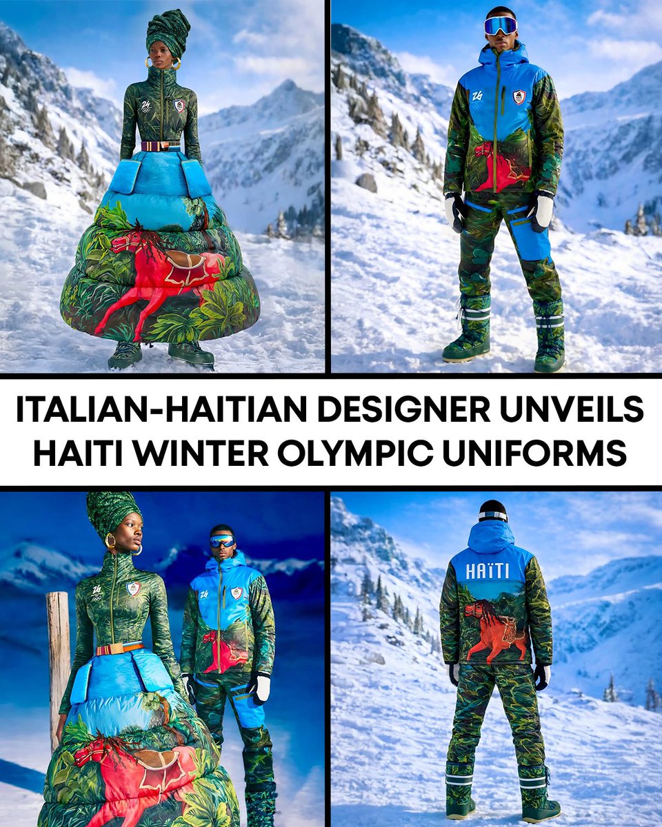 NBCOlympics's tweet image. Italian-Haitian designer Stella Jean created these spectacular Opening Ceremony outfits. 🔥

Richardson Viano (slalom) and Stevenson Savart (cross-country skiing) will represent Haiti at Milan Cortina.