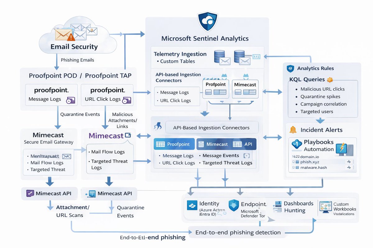 Integrating Proofpoint and Mimecast Email Security with Microsoft Sentinel

Microsoft Sentinel can ingest rich email security telemetry from Proofpoint and Mimecast to power advanced phishing detection. 

techcommunity.microsoft.com/discussions/mi…
