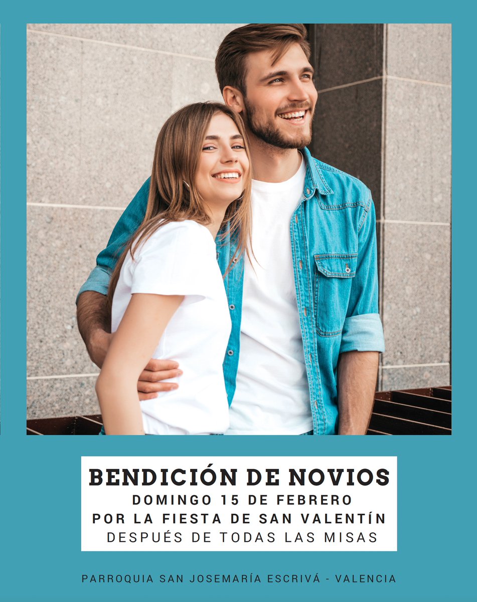 SanJosemariaVLC's tweet photo. El próximo domingo día 15 de febrero, con motivo de la Fiesta de #SanValentín❤️, habrá una Bendición de novios en la Capilla, tras finalizar todas las Misas. https://t.co/7yxAtgdUVz