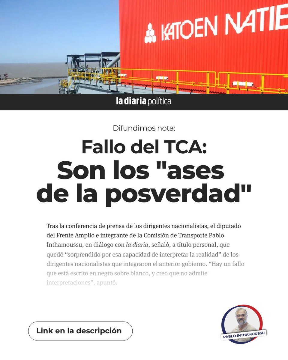 📝Son los "ases de la posverdad"

Compartimos nuestra opinión sobre el fallo del TCA 
👉 Leela acá: ladiaria.com.uy/politica/artic…