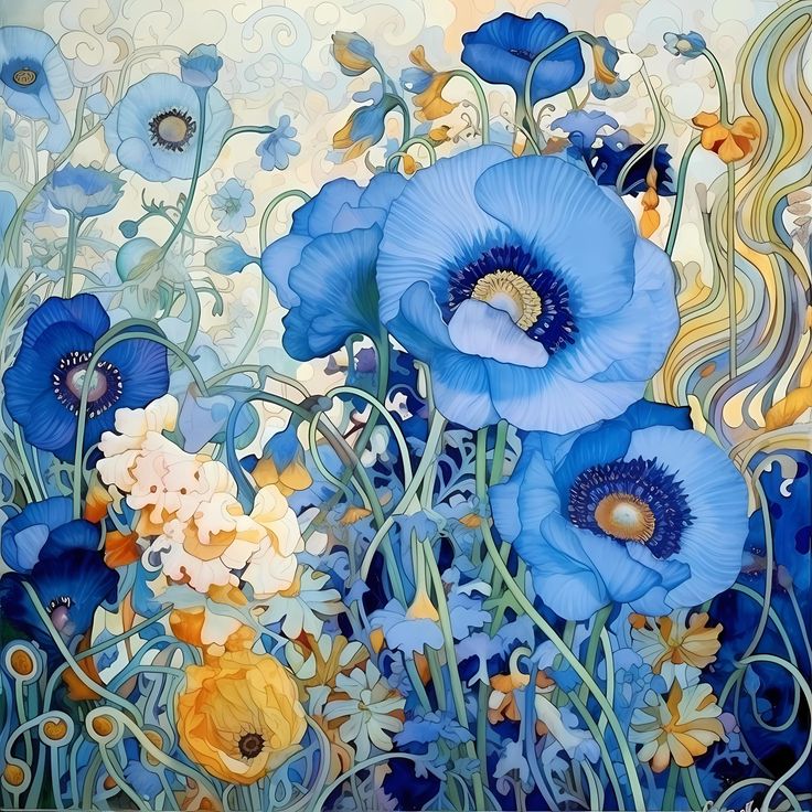 Blue and Gold Flowers art
Inspired by Gustav Klimt.