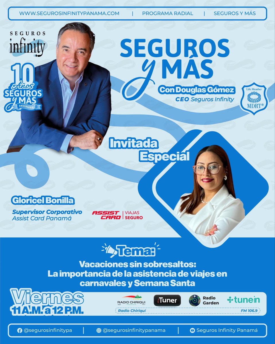 ✈️🌴 ¿Listo para viajar en carnavales o Semana Santa?
Hazlo sin sobresaltos.

Este viernes de 11:00 a.m. a 12:00 p.m. te esperamos en Seguros y Más, donde hablaremos de un tema clave para todo viajero:
👉 La importancia de la asistencia de viajes.