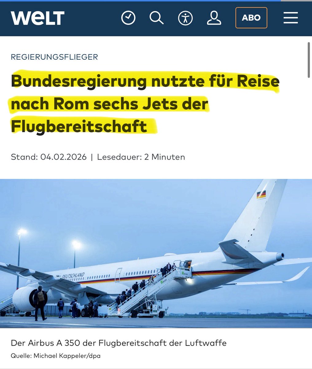 SIE VER**SCHEN UNS❗️

Dem „DUMMEN MICHEL“ erhöhen sie die CO₂ -Steuern und MERZ und Co. fliegen mit SECHS JETS nach ROM zu deutsch-italienischen Konsultationen.

Max Liebermann: „Ich kann nicht so viel fressen, wie ich kotzen möchte.“