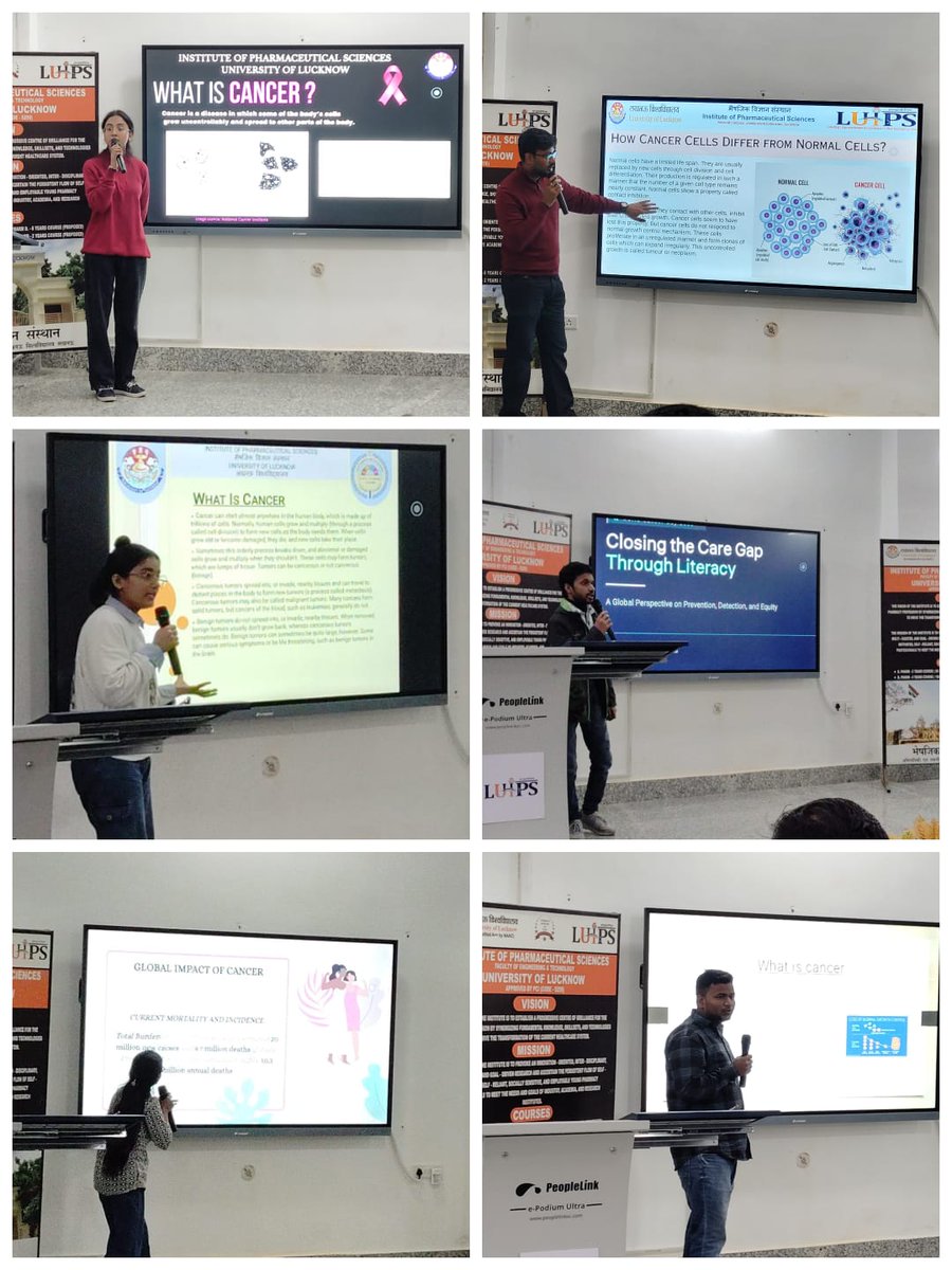 luips_UoL's tweet photo. Students showcase their skills in poster presentation, slogan writing and oral presentation competition organised by Institute of Pharmaceutical sciences, University of Lucknow on the occasion of WORLD CANCER DAY on 4th February 2026 https://t.co/9M6HOdcps1