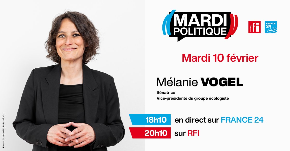 🎙️ RDV ce soir sur <a href="/FRANCE24/">FRANCE 24</a> à 18h10 et sur <a href="/RFI/">RFI</a> à 20h10

<a href="/Melanie_Vogel_/">Mélanie Vogel</a> répondra aux questions de <a href="/RoselyneFebvre/">Roselyne Febvre</a> et <a href="/FredRiviereRFI/">Frédéric Rivière</a>