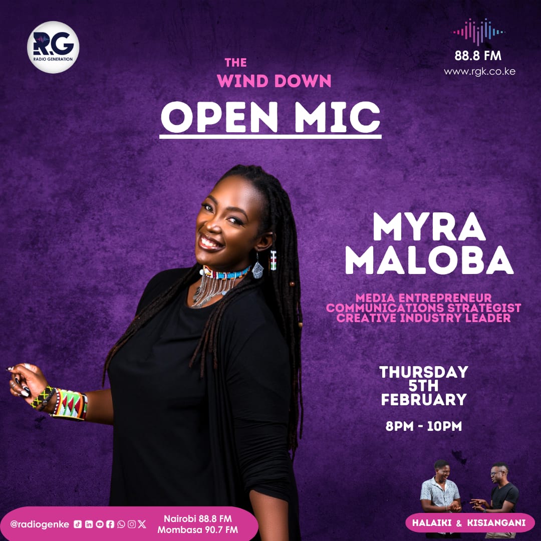 RadioGenKe's tweet photo. Media powerhouse Myra Maloba joins us tonight to talk creativity, leadership and her recent regional awards recognition. Tune in and be part of the conversation.
@Maloba 
#TheWindDown 
#HomeOfHardTruths https://t.co/Yof4PUNbNu
