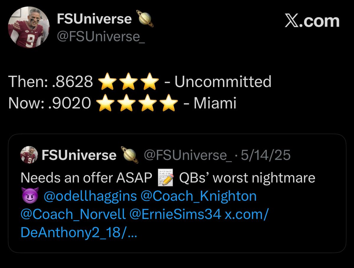 FSUniverse_'s tweet photo. Find players with good high school stats because they are good football players. No more projects. All of these guys had some of the best stats in the nation last year, just needed offers. https://t.co/vvcvVV7IKZ