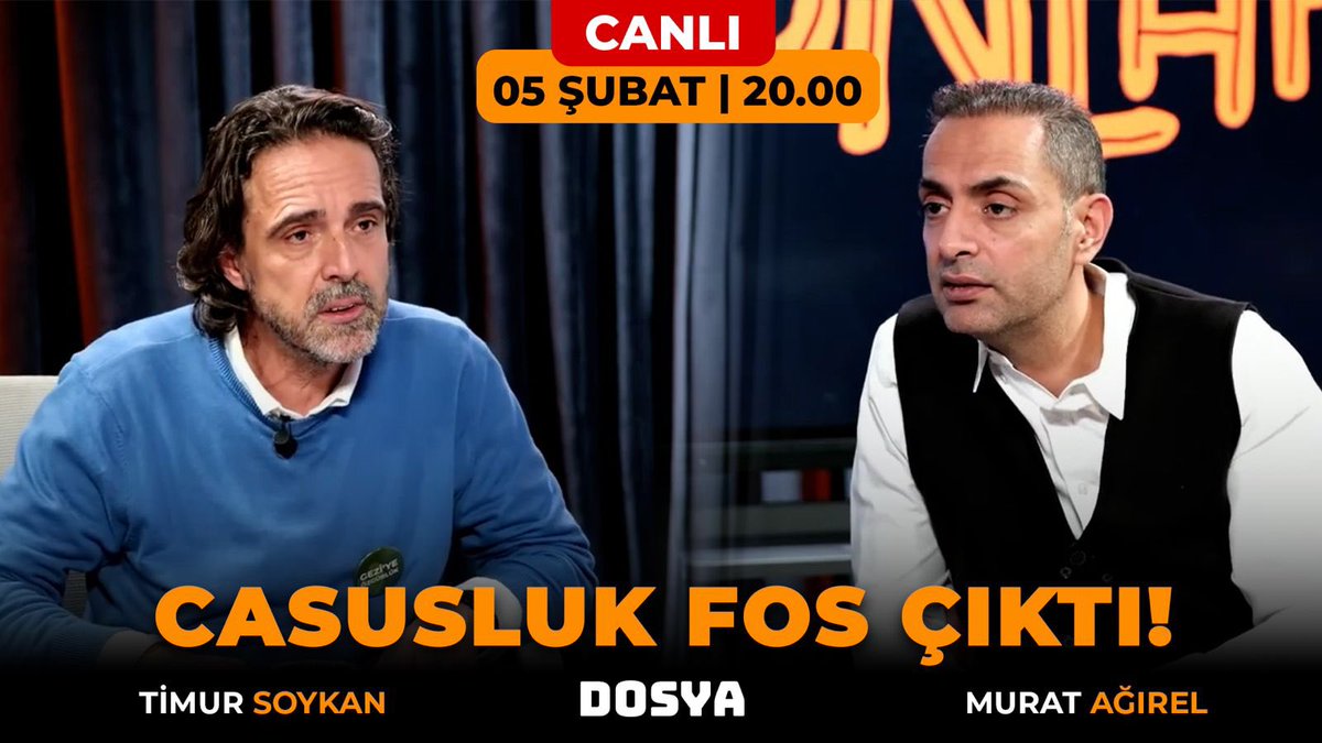 Onlar’da bu akşam saat 20.00’de Dosya programı var. Casusluk Fos Çıktı! | Dosya | Canlı | 05 Şubat Perşembe 20:00 youtube.com/live/6ceVZnKw-… <a href="/YouTube/">YouTube</a> aracılığıyla
