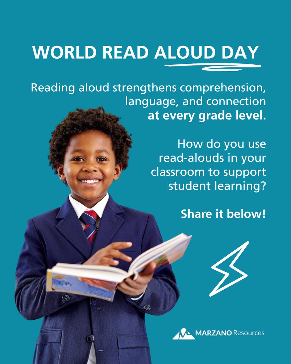MarzanoResource's tweet image. 📖 Reading aloud is instruction, not extra. When used intentionally, read-alouds build comprehension, language, and engagement—and research-based strategies help turn literacy moments into learning opportunities.
#WorldReadAloudDay #LiteracyInstruction