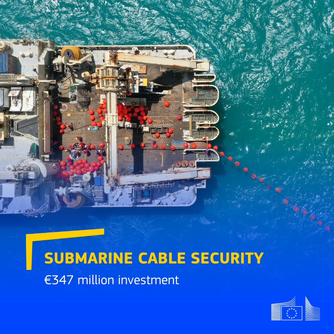 Submarine data cables are essential for modern life and the European economy.

With increasing risks to this critical infrastructure, we are intensifying our efforts to enhance our security and resilience.

More info: link.europa.eu/VJF7qC