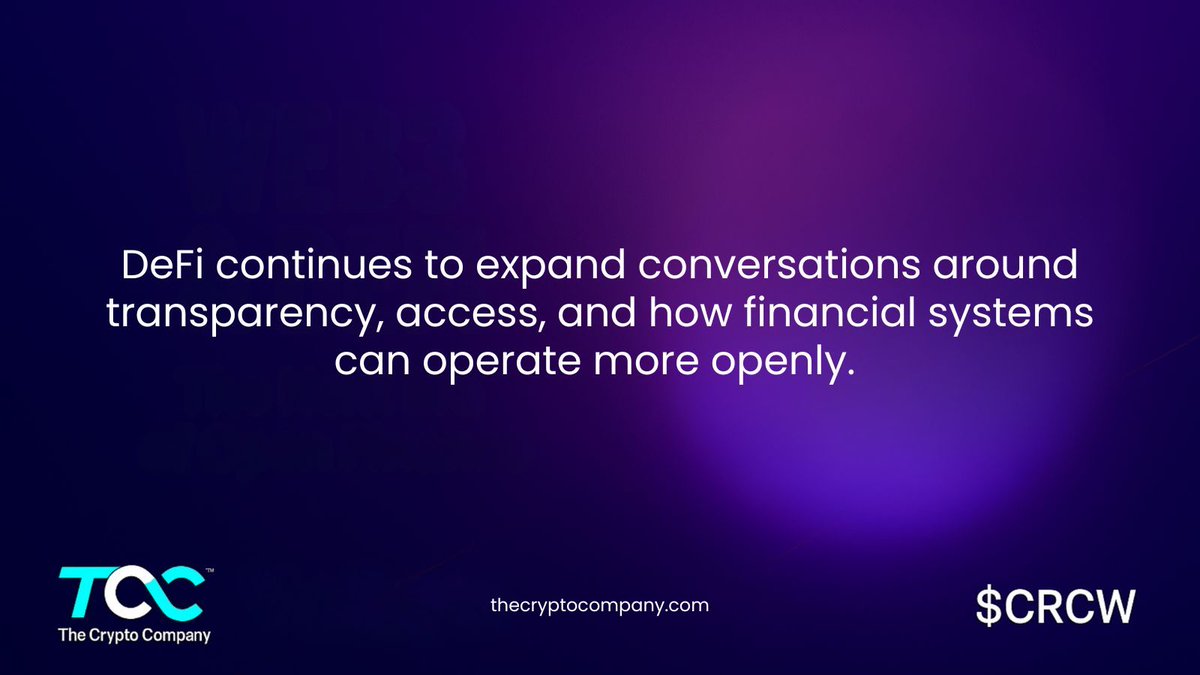 DeFi continues to expand conversations around transparency, access, and how financial systems can operate more openly. 

#DeFi #Blockchain $CRCW