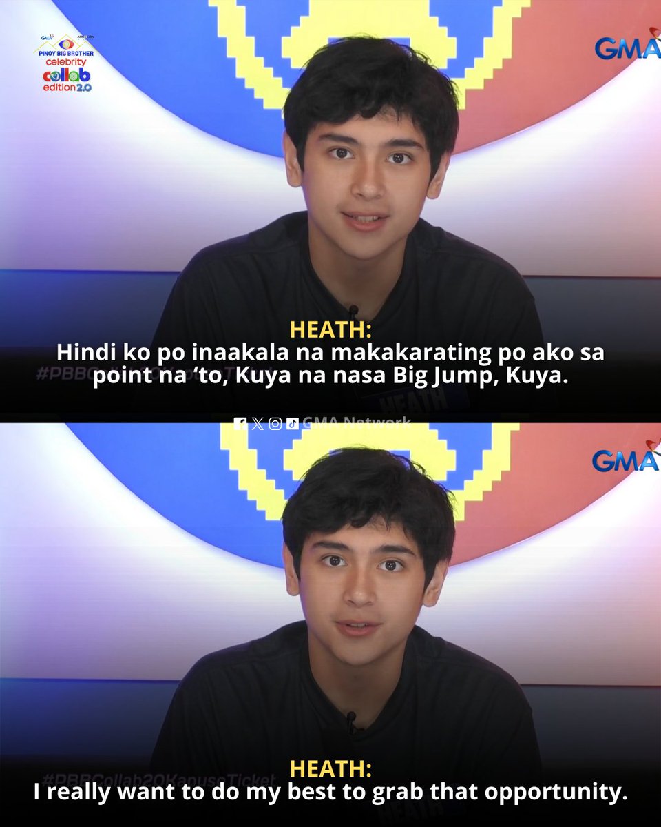 gmanetwork's tweet image. #PBBCollab20KapusoTicket: Laban lang, Heath! 🔥

Watch #GMAPBBCollab on weekdays at 9:40 PM and on weekends at 6:15 PM on GMA! 

For PBB All-Access Livestream, visit: GMANetwork.com/PBBLivestream