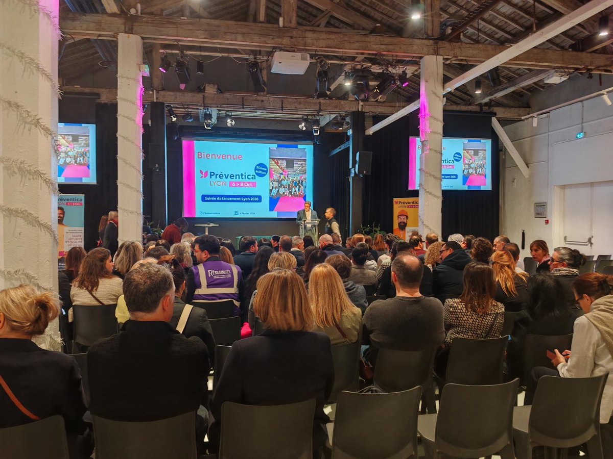 Preventica's tweet image. [Retour en images] 📸

Hier soir à Lyon📍, @Preventica  a réuni les acteurs régionaux de la #SST et de la #QVCT pour l'afterwork de lancement de #PrevLyon, la 50ᵉ édition du salon !🥳

La dynamique est lancée 🔥
📅 Rendez-vous du 6 au 8 octobre à Lyon !➡️bit.ly/3NTJTpv
