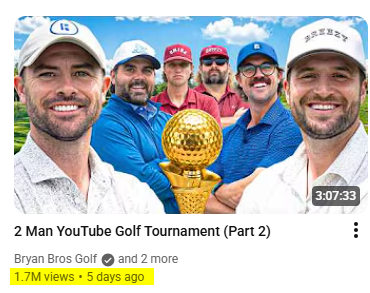 d_allen_h's tweet photo. @NUCLRGOLF @PGATOUR continues to move forward with blinders...  
Last video the @bryanbrosgolf posted for the second round of  2 vs 2 with @bobdoessports @GrantHorvatGolf @FatPerez33 has over 1.7 million view in 5 days.  I would be MORE likely to watch a PGA Tour event if Wesley is playing! https://t.co/135UrRZfrM