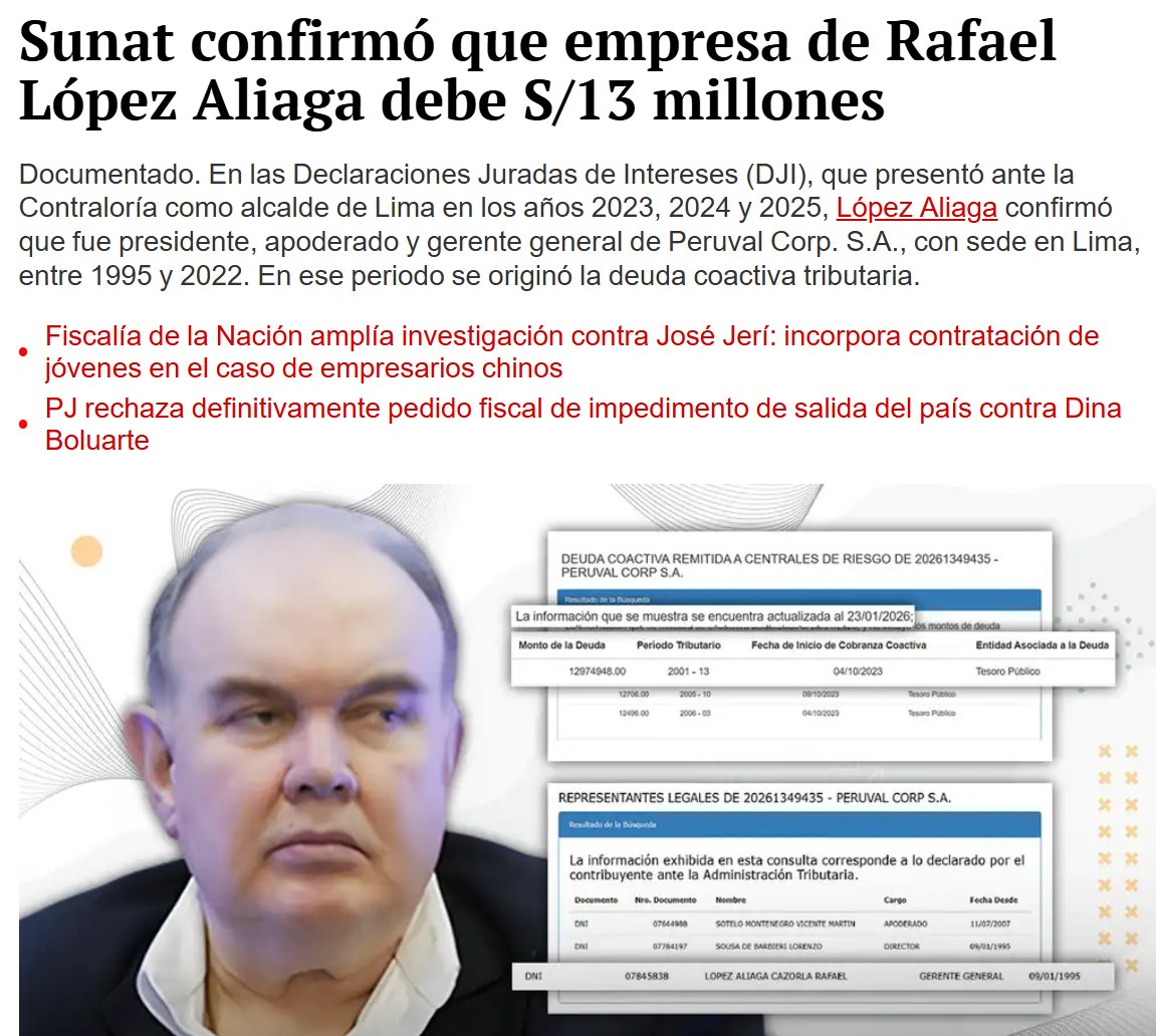 LiamInvestiga's tweet photo. Por fin se confirmó lo que las viudas temían.

La misma SUNAT confirma que Rafael López Aliaga es un evasor de impuestos. https://t.co/zE5rKirUFV