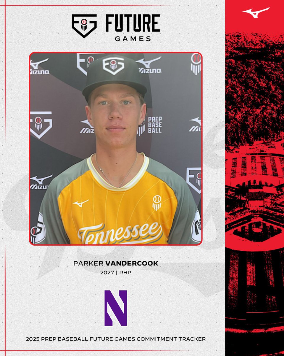 PrepBaseballTN's tweet photo. #𝐏𝐁𝐅𝐆𝟐𝟓: 𝐂𝐨𝐦𝐦𝐢𝐭𝐦𝐞𝐧𝐭 𝐔𝐩𝐝𝐚𝐭𝐞 👏

+ '27 RHP Parker Vandercook (Nolensville HS) has committed to Northwestern University.

Vandercook is the 19th member from #TeamTennessee to announce his commitment from the 2025 Prep Baseball Future Games.

👤 PROFILE: https://t.co/8C59kwJMfh
📋 2027 BOARD: https://t.co/S7FpspxeSk