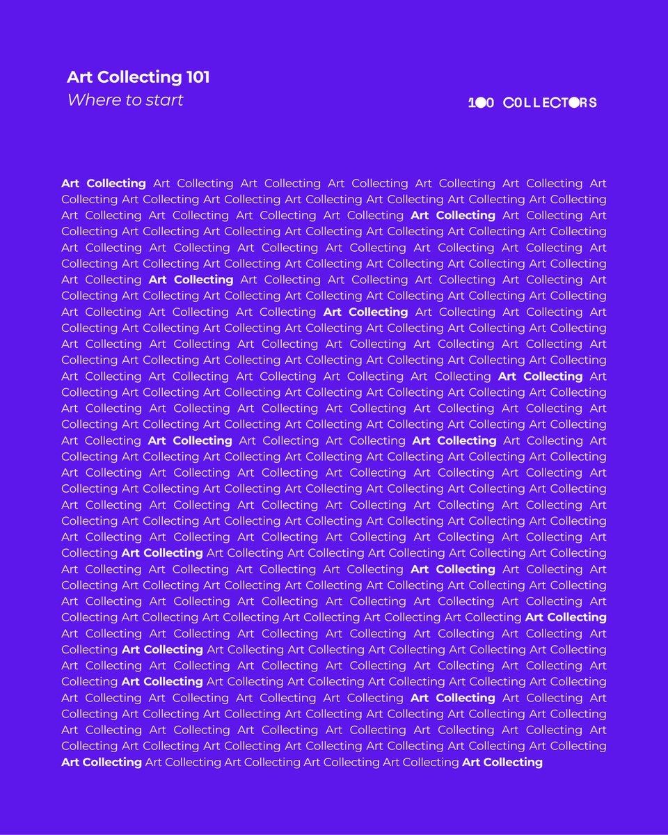 Not sure where to start collecting art? Download our free *Collecting 101* handbook for practical tips and an introduction to art collecting. It is about learning how to look, understand context, and make decisions over time: 100collectors.art/landing/collec…