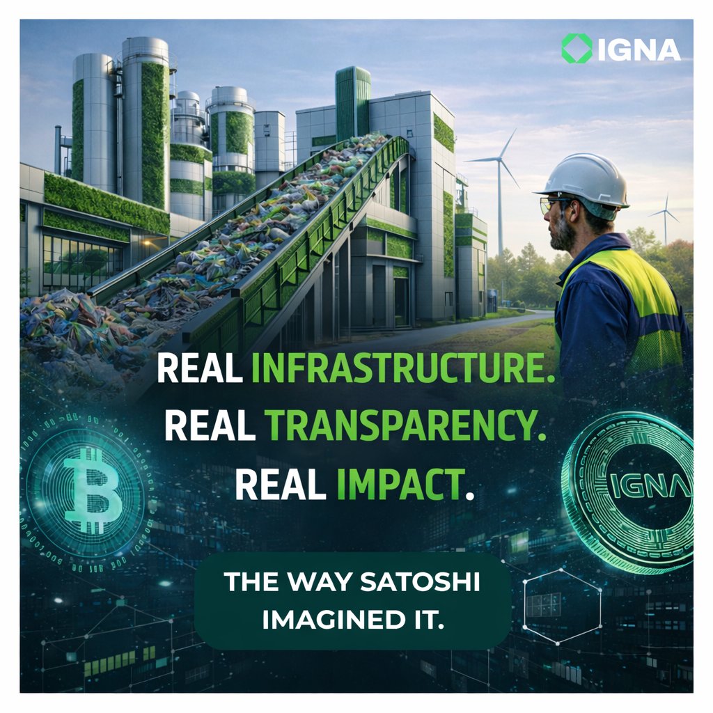 Most crypto projects promise transparency. 👀
IGNA is built on it.
🏭Real infrastructure.
♻️Real waste processed.
💰Revenues that can’t disappear.

Blockchain here isn’t a narrative layer.
It’s an accounting layer for the real world.
That’s how #SatoshiNakamoto originally