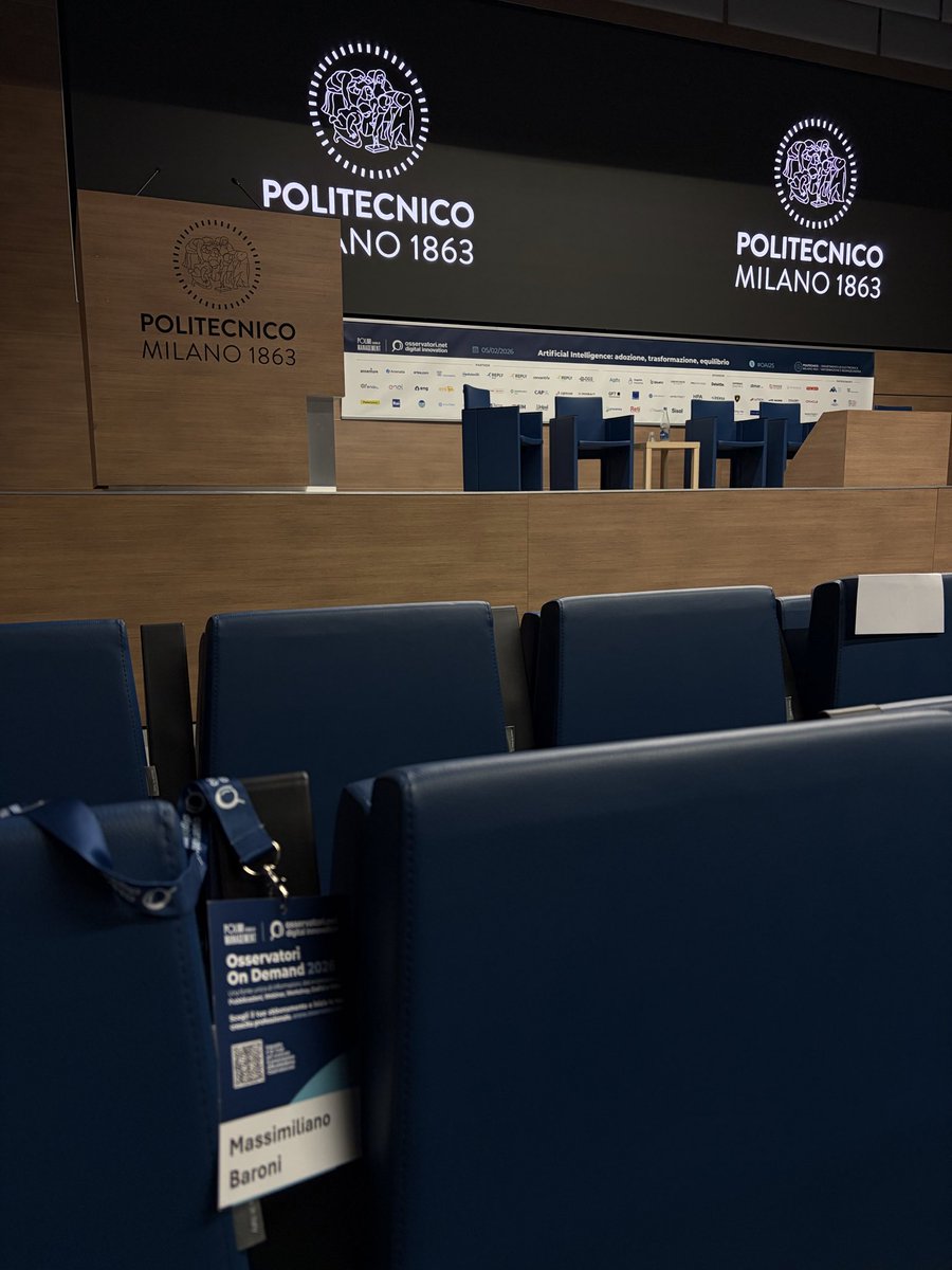 Oggi al <a href="/polimi/">Politecnico di Milano</a> per il convegno di presentazione dei risultati della Ricerca dell’Osservatorio Artificial Intelligence