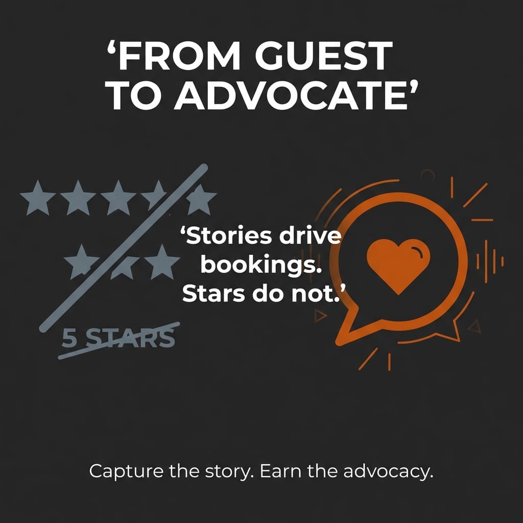 strbooster's tweet image. Stop asking for reviews.

Start asking:
→ What did this stay help you feel?
→ What memory will stay with you?
→ What would you tell a friend?

That's how you turn guests into advocates.