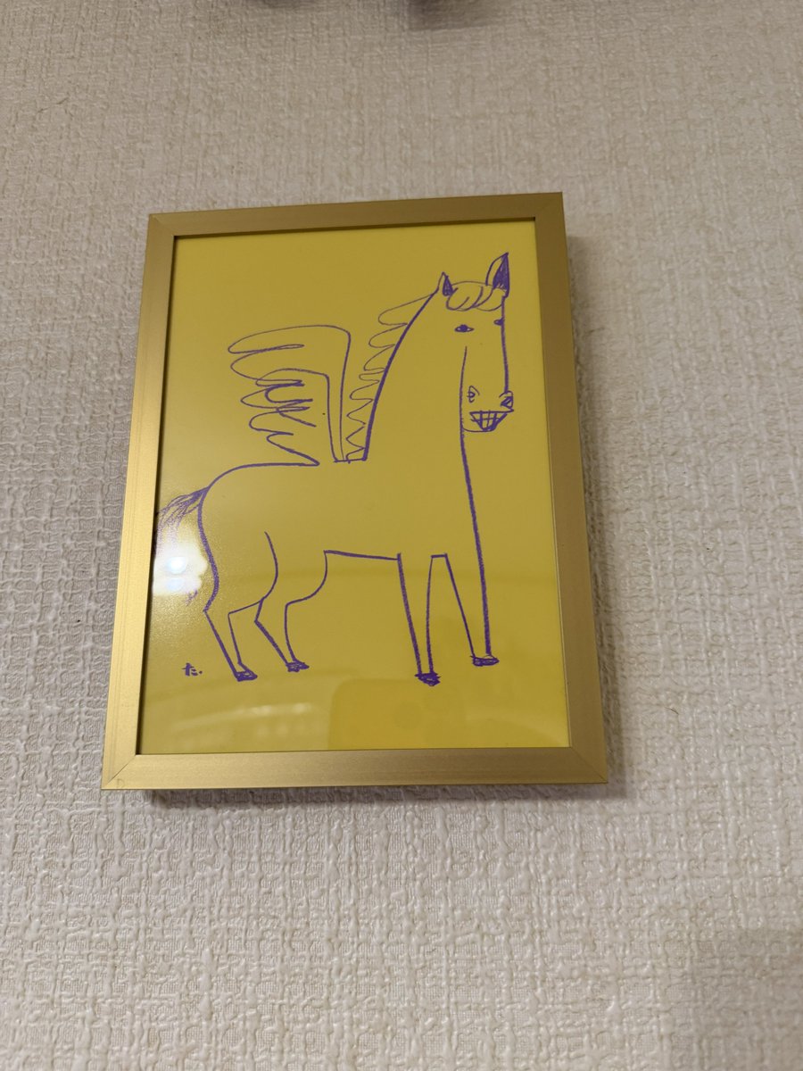 todo1018's tweet photo. 仲間入り〜

グループ展が終了したので届けてもらえました

今年は午年なので…ペガサス

うん
縁起良さげ
今回はリビングへ
( ﾟ∀ﾟ)ｱﾊﾊ八八ﾉヽﾉヽﾉヽﾉ ＼ / ＼/ ＼

#まつうらたくろう　画伯 https://t.co/JK8MdQb1H5