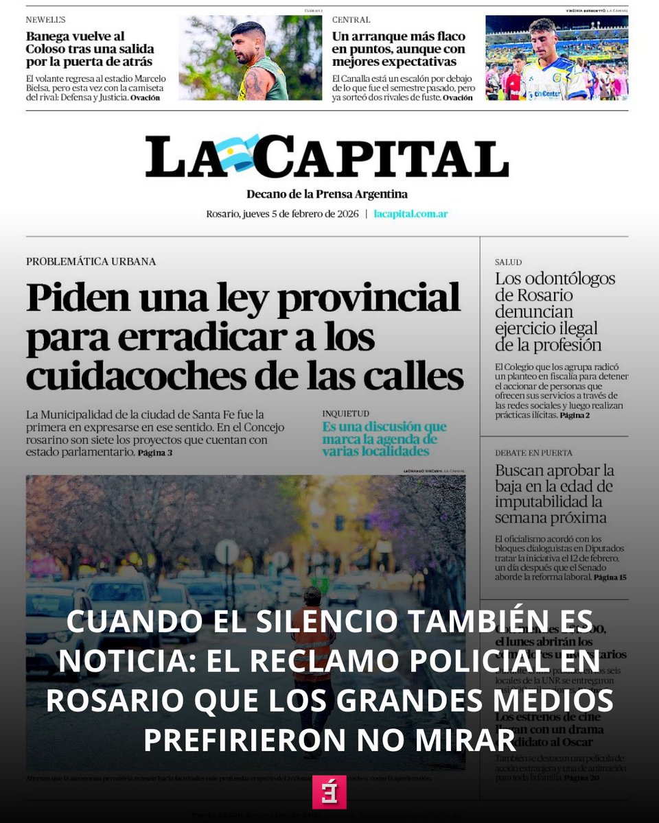 epicaOK's tweet photo. Mientras efectivos de la Policía de Santa Fe se manifestaban en Rosario por salarios, sobrecarga laboral y desgaste emocional, los principales medios eligieron callar.

https://t.co/XQcdtMtIB4 https://t.co/0FudUOsEMX