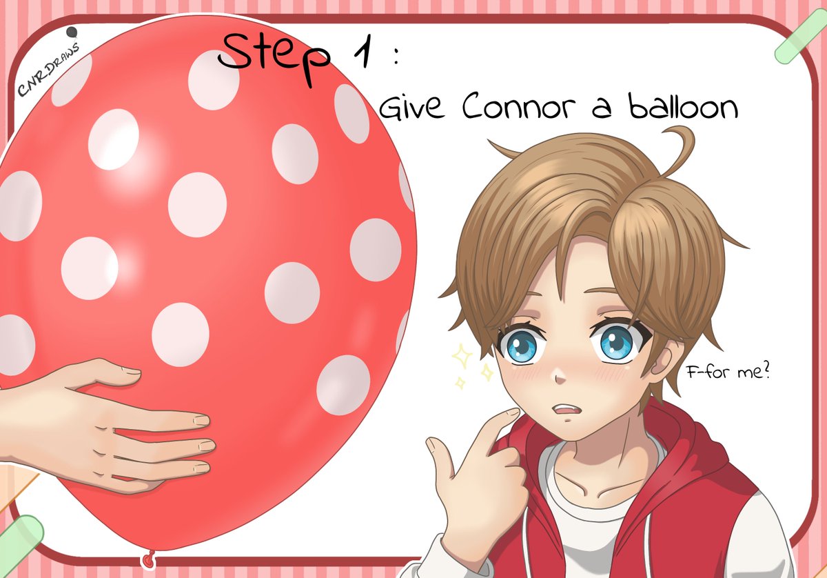 CNRDraws's tweet image. Time for a small tutorial:

How to make Connor happy in 2 easy steps?

#OC #balloon #looner