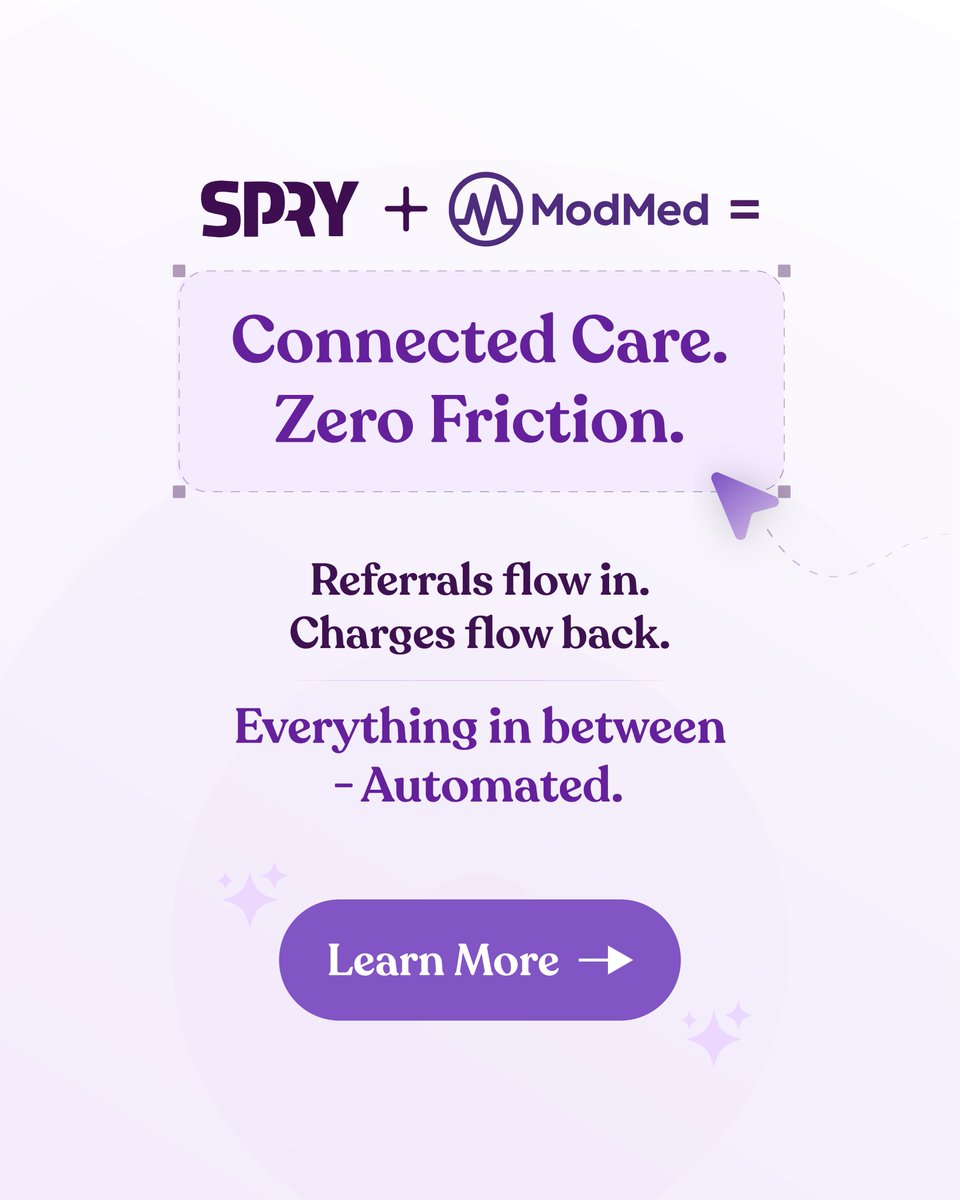 We’ve joined the ModMed® SynapSYS Marketplace.
This enables a live, bidirectional connection between orthopedic providers using ModMed and therapy clinics running SPRY reducing referral friction, duplicate data entry, and billing disconnects.
Learn more ↓ sprypt.com/news/modmed-in…