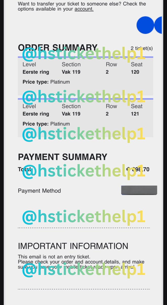 hstickethelp1's tweet photo. Harry Styles’ Together, Together Tour- Amsterdam🇳🇱
- May 16th
- 2 tickets
- Sec 119, Row 2, Seats 120-121
- 449,35€ each, 898,70€ total (price verified)
- PayPal G&amp;S

DM @acklevn if interested!!!! https://t.co/yLwK4jfRAa