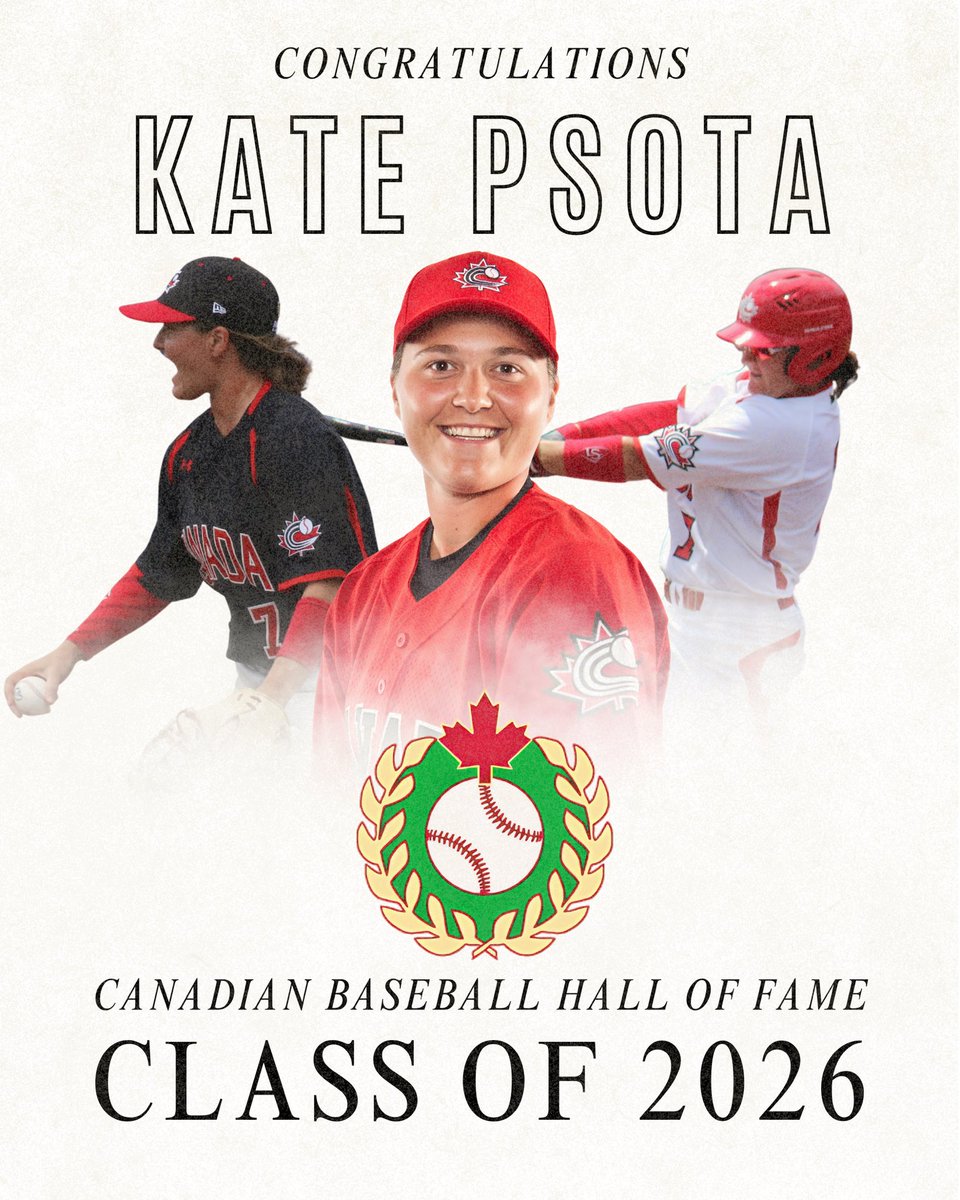Kate Psota exemplifies the very best of Canadian baseball. Her talent, dedication and work ethic, combined with a deep pride in representing Canada, set a standard for generations of athletes. 

Congrats Kate on being named to the Canadian Baseball Hall of Fame!