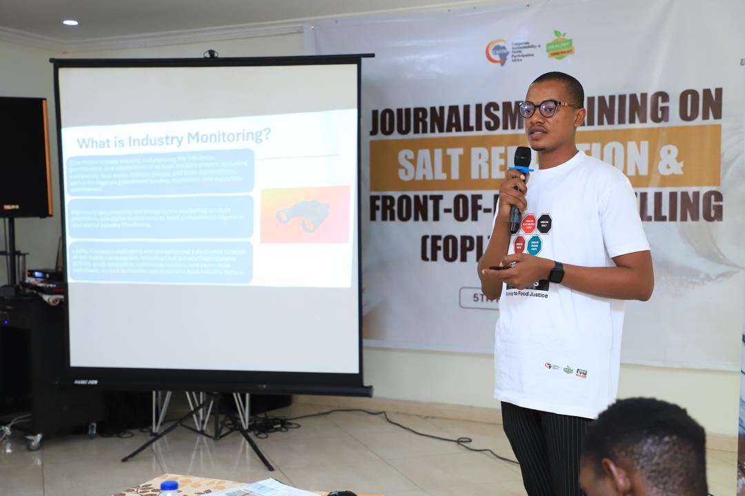 HealthyFood_NG's tweet photo. @HumphreyUkeaja, Industry Monitoring Officer @CAPPAfrica led the session on Industry Monitoring and Response Building #ReduceSalt #HealthyFoodPolicy https://t.co/mddsuT9tIB
