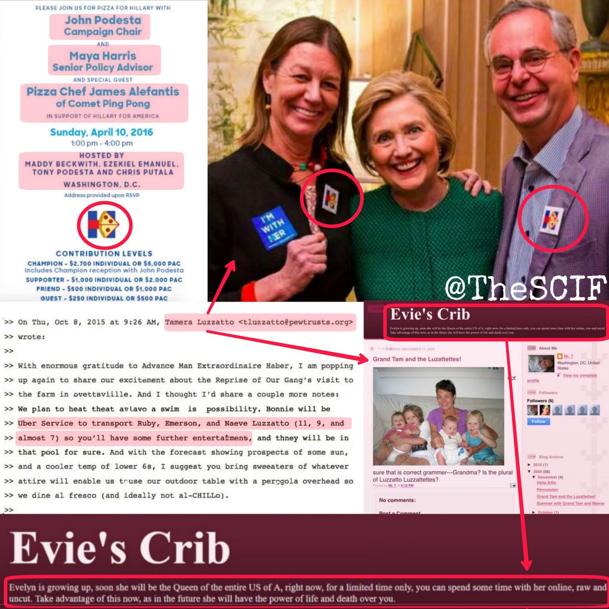 TheSCIF's tweet image. One name you never hear who is one of the most powerful women in D.C. is Tamera Luzzatto. Tamera Luzzatto is the Former Chief of Staff to Senator Hillary Clinton and a huge player tied to Pizzagate.

Luzzatto also wrote the email to Podesta about Ubering 3 children to him for an…