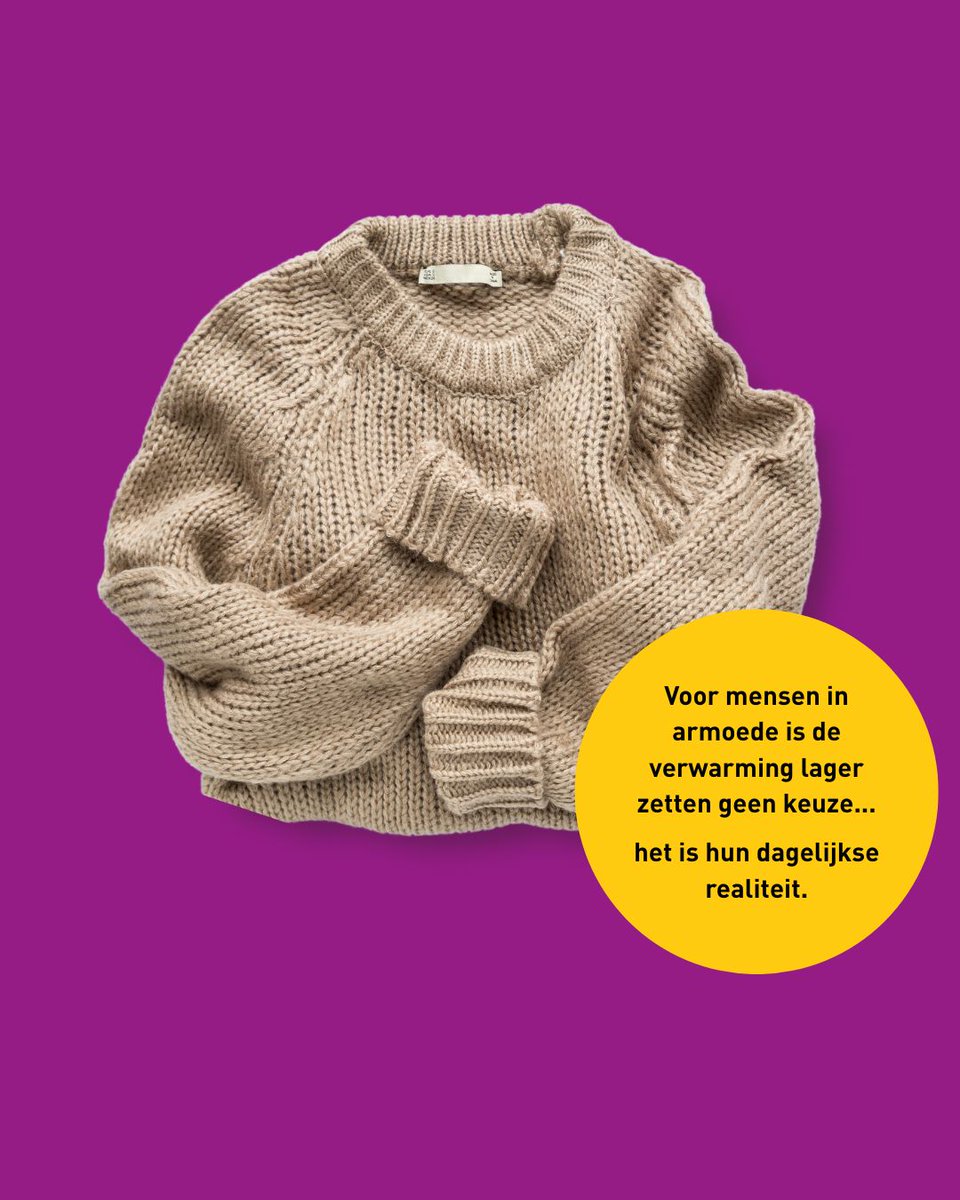 Op #WarmeTruiendag trekken we een trui aan en zetten de verwarming lager. Voor mensen in armoede is dit geen keuze, maar realiteit. Vandaag vragen we extra aandacht voor wie warmte het hardst nodig heeft. Deel en steun 💜