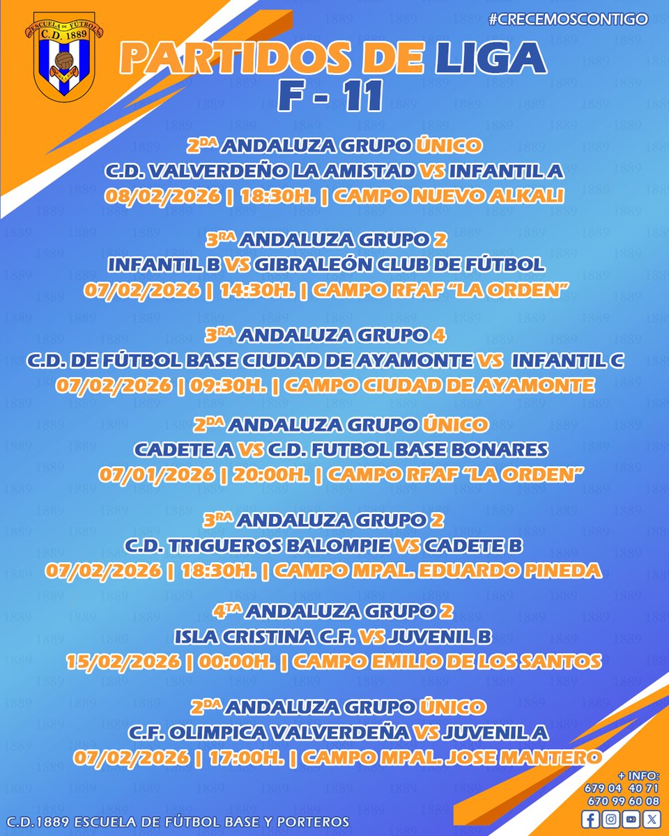 cd1889's tweet image. PARTIDOS DE LIGA | Nuestros chicos del F11 ya tienen horario para sus jornadas de #PartidosOficiales. ⚽🔝

#Vamos89 🔵⚪️🔵

#Somos1889 #FutbolBase #crecemoscontigo