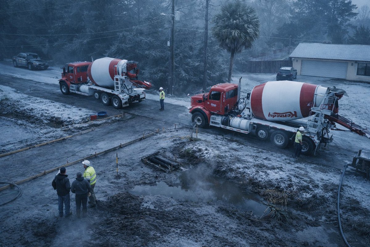 Cold Weather Concrete Tips 🥶

Concrete sets differently when temperatures drop. Understanding how temperature impacts concrete helps contractors and homeowners plan smarter, reduce delays, and maintain quality.

Learn how to keep your project moving ⬇️
🔗 kennedyconcrete.com/cement-hydrati…