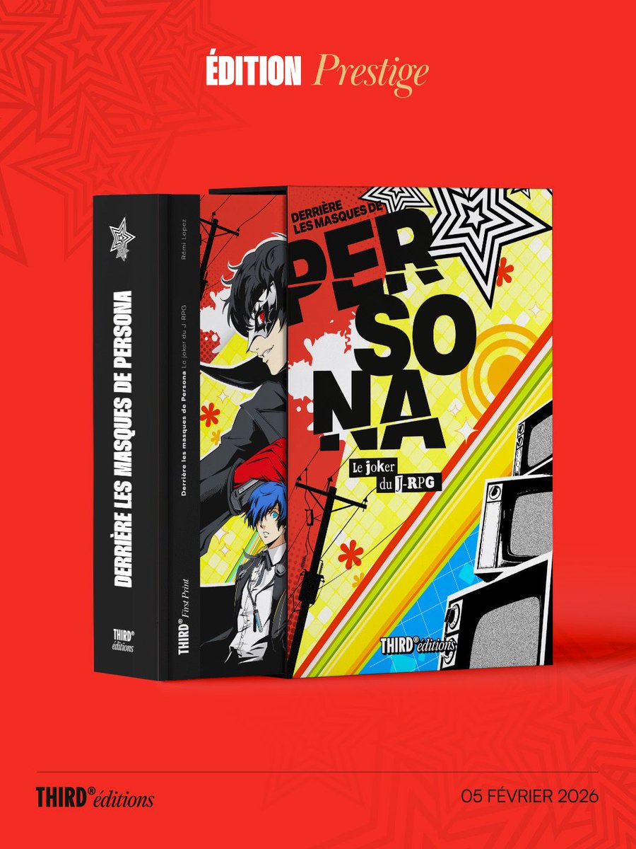 ThirdEditions's tweet photo. Il est temps de faire parler le style et de retourner dans les mondes extravagants de Persona !

Nos 2 livres sur la saga reviennent sous la forme d'un seul ouvrage remis à neuf et enrichi. Nous vous proposons à ce titre une édition Prestige venant fêter les 30 ans de la série. https://t.co/n7Ie2W4WJa