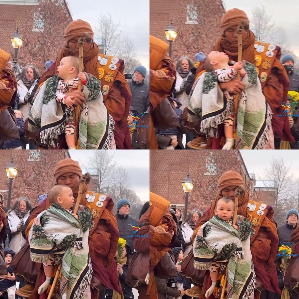 #WalkForPeace Today Venerable Pannakara carried a baby while chanting before the start of their walk. The baby is so cute and calm while being carried